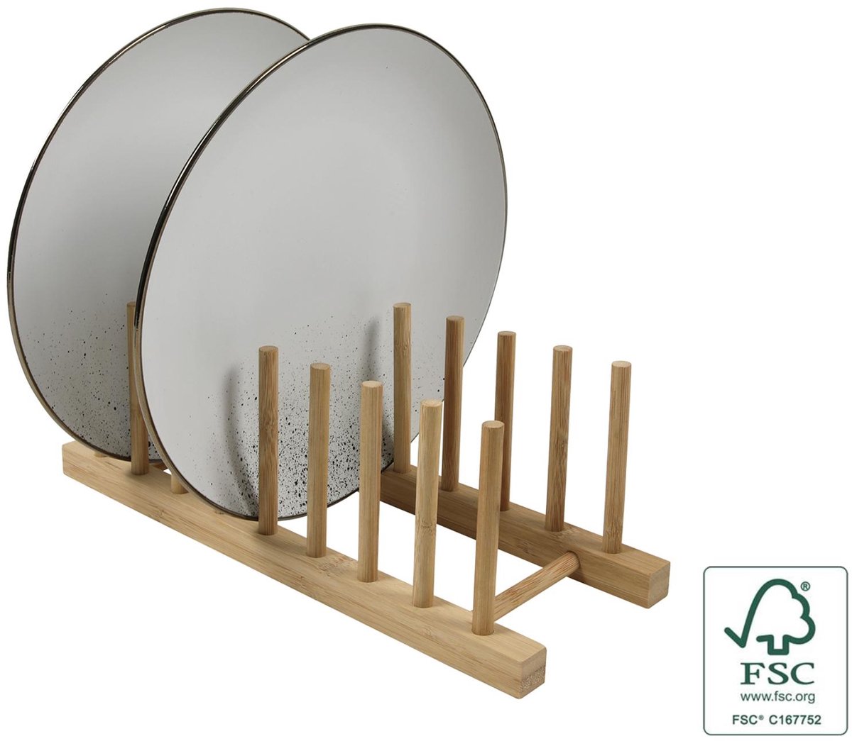 Support à assiettes en bambou 32,5x12x11,5cm