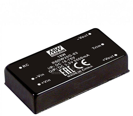 MW Mean Well RSDW20H-12 DC DC Converter 1,67 A 20 W Nombre de sorties : 1 x contenu 1 pièce(s)