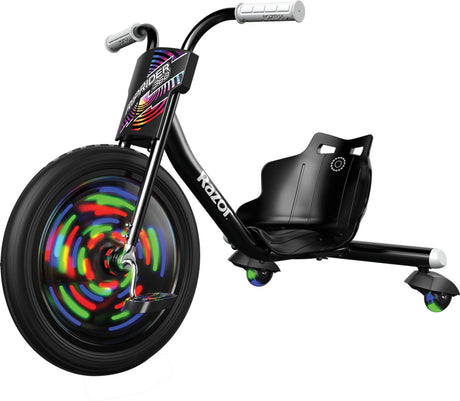 Razor Riprider 360 lightshow - kart à pédales - noir - rotation 360° - éclairage LED - pour enfant - jusqu'à 73 kg - à partir de 5 ans