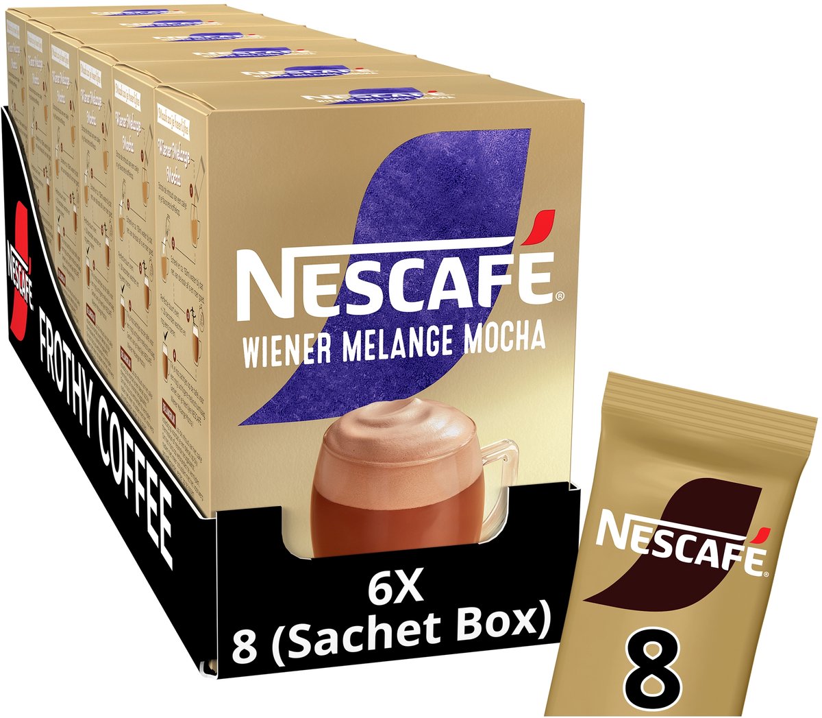 Café instantané Nescafé Wiener Melange Moka - 6 boîtes x 8 sachets