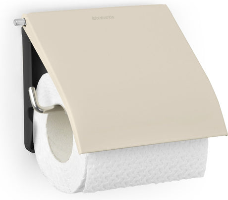 Brabantia renouveler le porte-rouleau de papier toilette - avec rabat - suspendu - sans perçage - beige doux