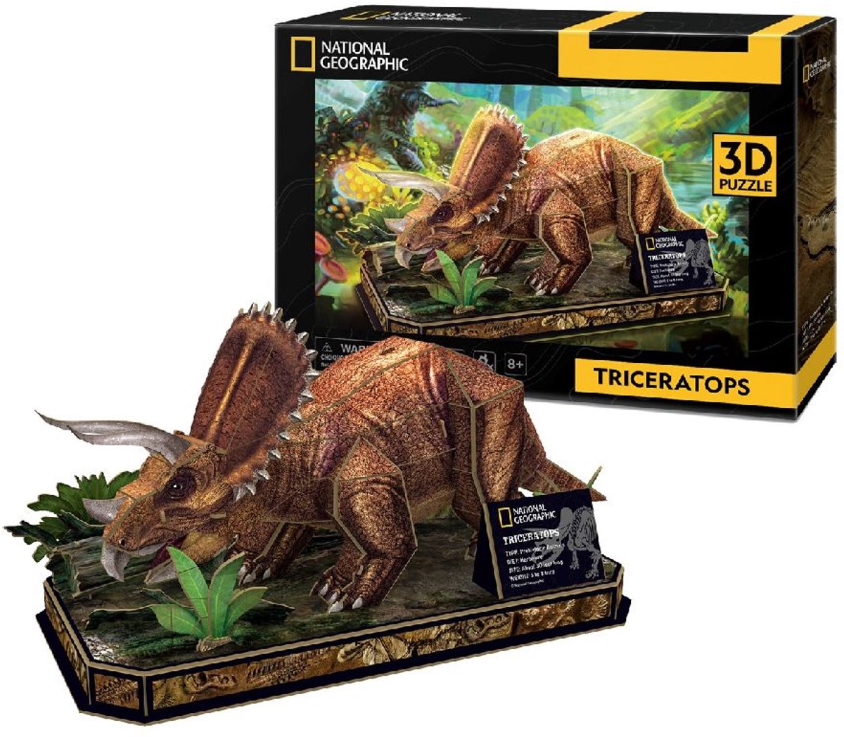 Puzzle 3D cubique amusant tricératops – kit de construction en bois
