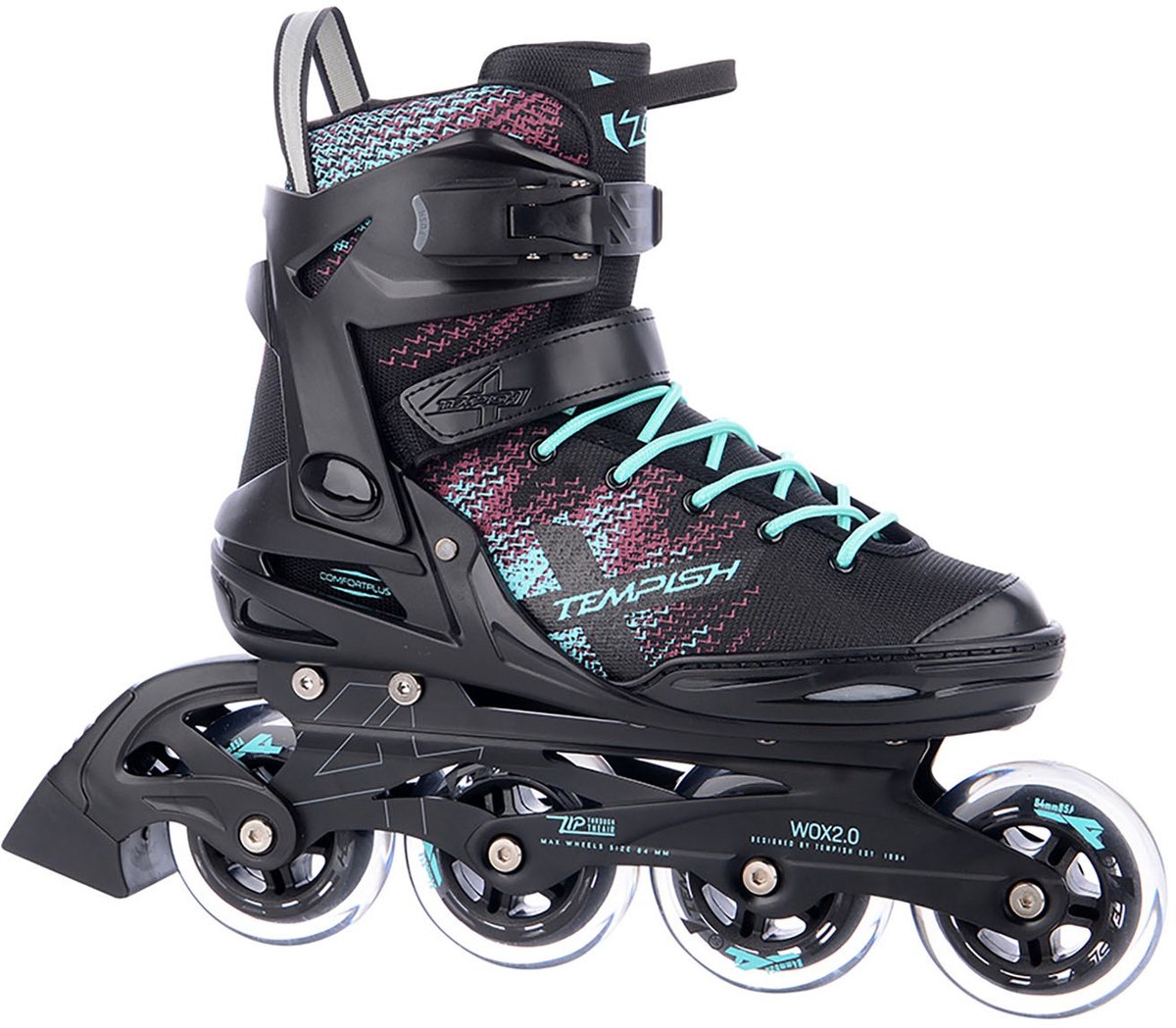 Tempish wox 2.0 84 rollers en ligne - rollers en ligne - femme - noir turquoise - taille 37