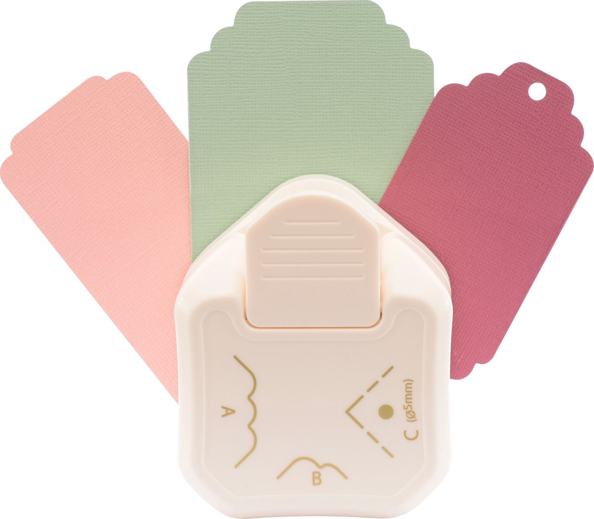 Vaessen creative pons - hoekpons en 3 in 1 label pons geschulpt - ivoor