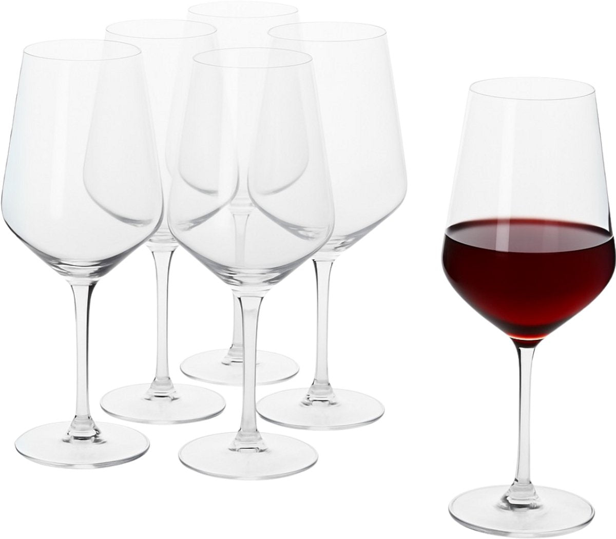 Alpina verres à vin vin rouge - 6 pièces verres à vin rouge - verre à vin 53cl - ensemble de verres à vin - ensemble de verres pour le dîner - verres à vin - verre transparent