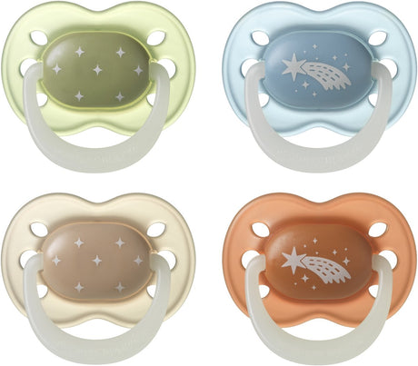 Tommee tippee nightglow brille dans la sucette sombre - 0-6 mois - 4 pièces - sucette orthodontique -100% sans BPA - couleurs nocturnes