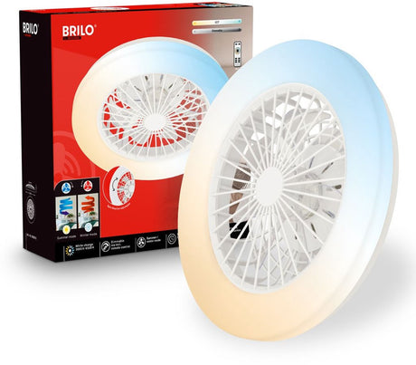 Briloner fantus - ventilateur de plafond avec éclairage - plafonnier LED avec ventilateur - lampe ventilateur dimmable - 5 vitesses - ø48,5cm - blanc