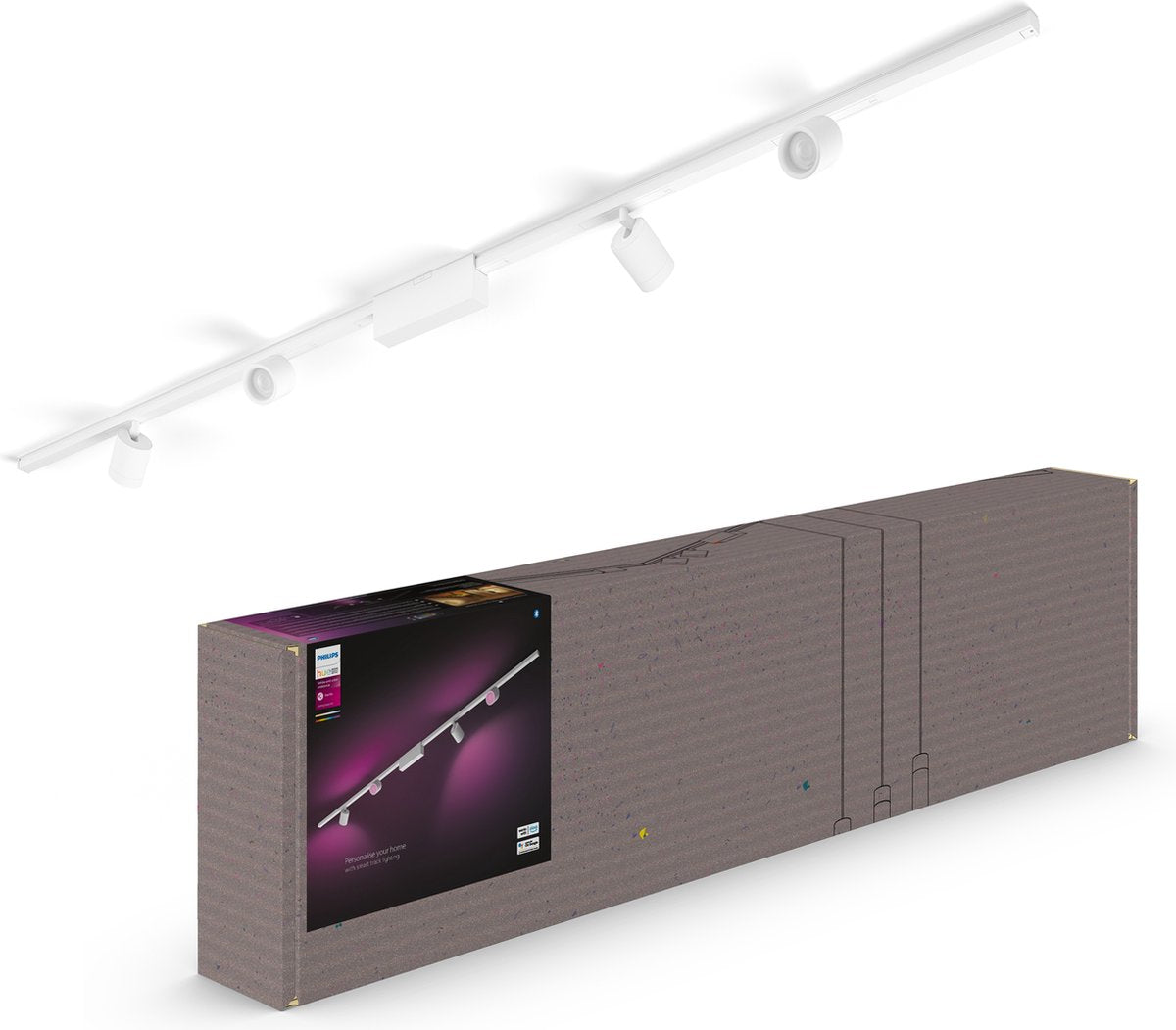 Éclairage sur rail de plafond Philips hue perifo - lumière blanche et colorée - 4 spots - blanc - kit de base