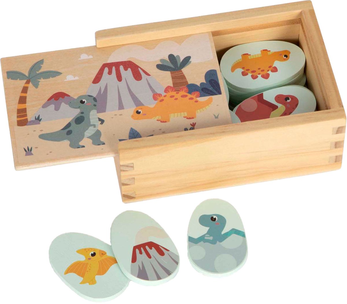 Small foot - jeu mémo dinosaure en bois dans boîte de rangement
