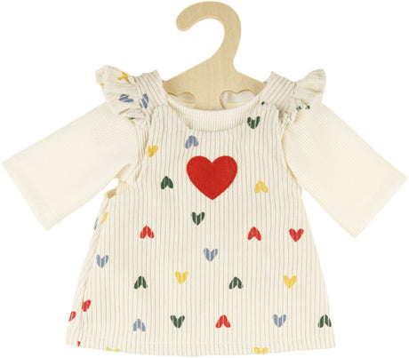 Robe en velours côtelé pour poupées Heless avec confettis cœurs, 35-45 cm