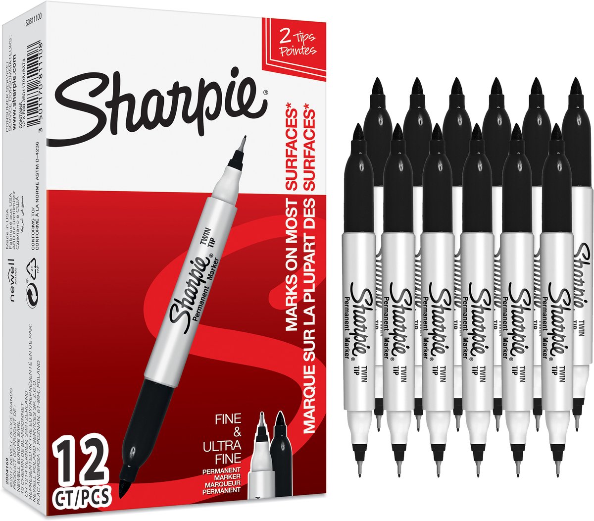 Marqueur permanent Sharpie à double pointe noir