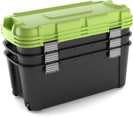 Boîte de rangement totem Keter - 2x140l - 79,5x59,7x40,8cm - vert noir