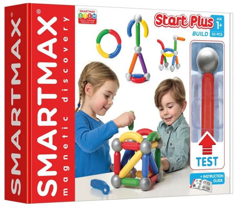 Smartmax start plus - jouets de construction magnétiques - ensemble de base de 30 pièces avec barres incurvées - jouets éducatifs pour les tout-petits et les enfants d'âge préscolaire - à partir de 1 an
