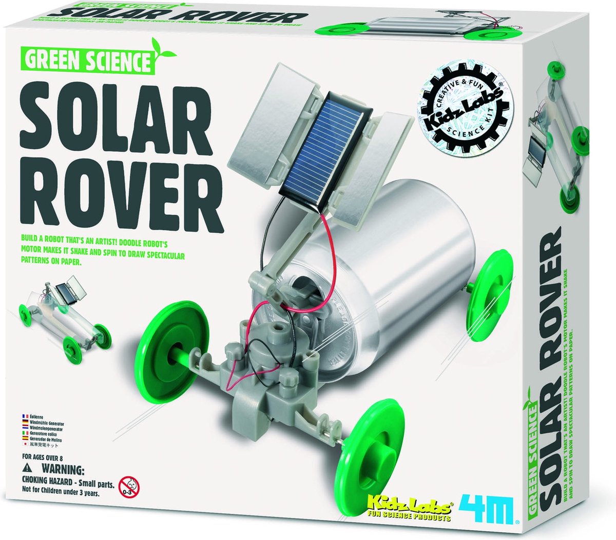 4m science et jeux - construisez votre propre voiture à cellules solaires - kit de construction - kidzlabs - science verte - 5+
