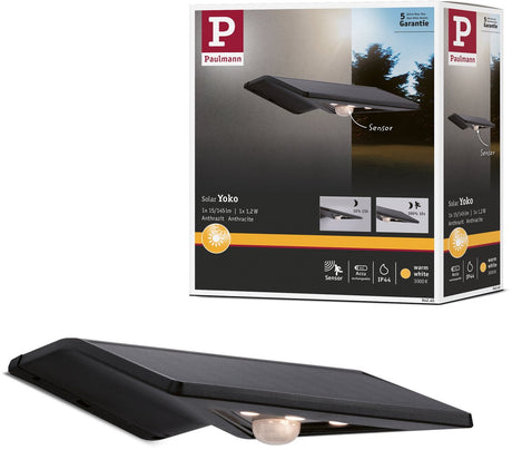 Paulmann éclairage solaire de numéro de maison LED Yoko détecteur de mouvement crépusculaire (IR) IP44 3000K 42lm anthracite