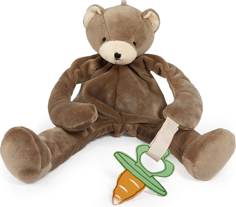 Bunnies by the Bay doudou avec attache-sucette cubby l'ours - tétine - extrêmement doux - fermeture Velcro pour tétine - lavable en machine - 25 cm - ours - marron