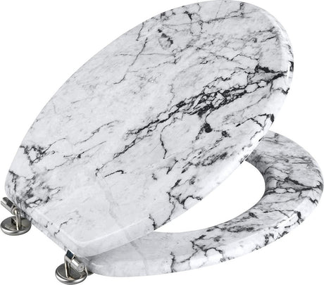 Abattant de toilette Wenko onyx - décor marbre - mdf certifié FSC - charnières en acier inoxydable - décor de siège de toilette - siège de toilette avec impression
