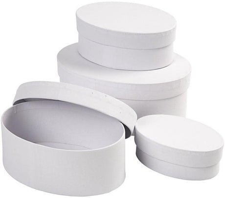 Creativ company creotime boîtes ovales carton 10-12-14-16 cm blanc 4 pièces
