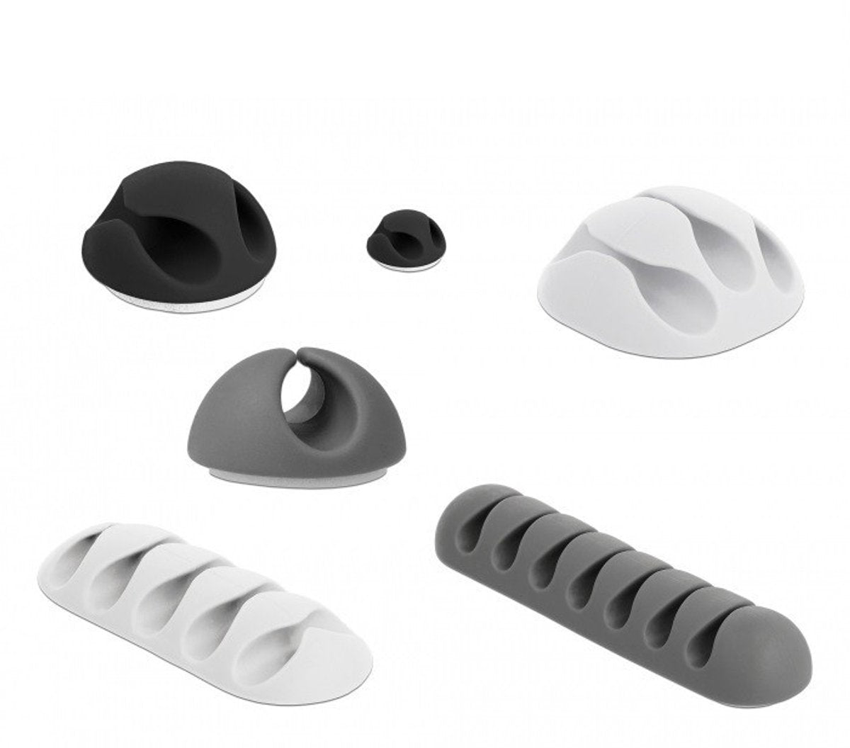 Delock assortiment de supports de câbles autocollants - 6 pièces noir blanc gris