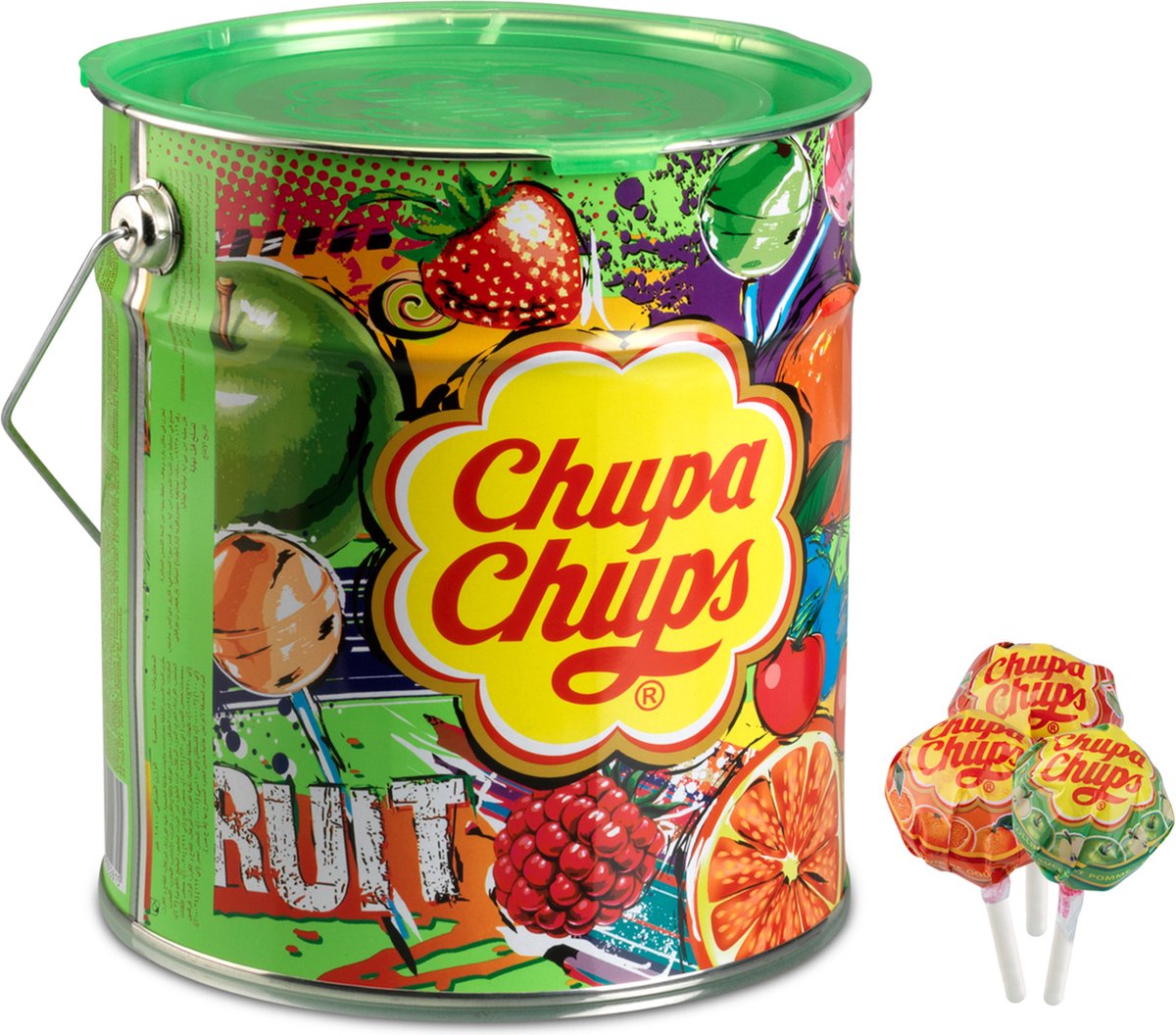 Boîte de fruits Chupa Chups - bonbons - saveur cerise, fraise, pomme et orange - 1x150 pièces
