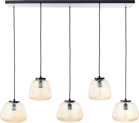 Brilliant Kaizen - suspension - 5 lumières - e27 max 5x25w - verre - ambre - noir