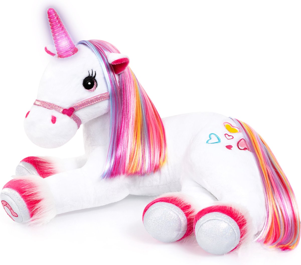 Peluche licorne interactive design Bayer, animal en peluche, avec lumière, son