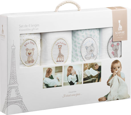 Chiffons hydrophiles Sophie la girafe - peuvent être utilisés comme serviette, torchon ou couverture - tissu hydrophile résistant - 70 x 70 cm - 4 pièces