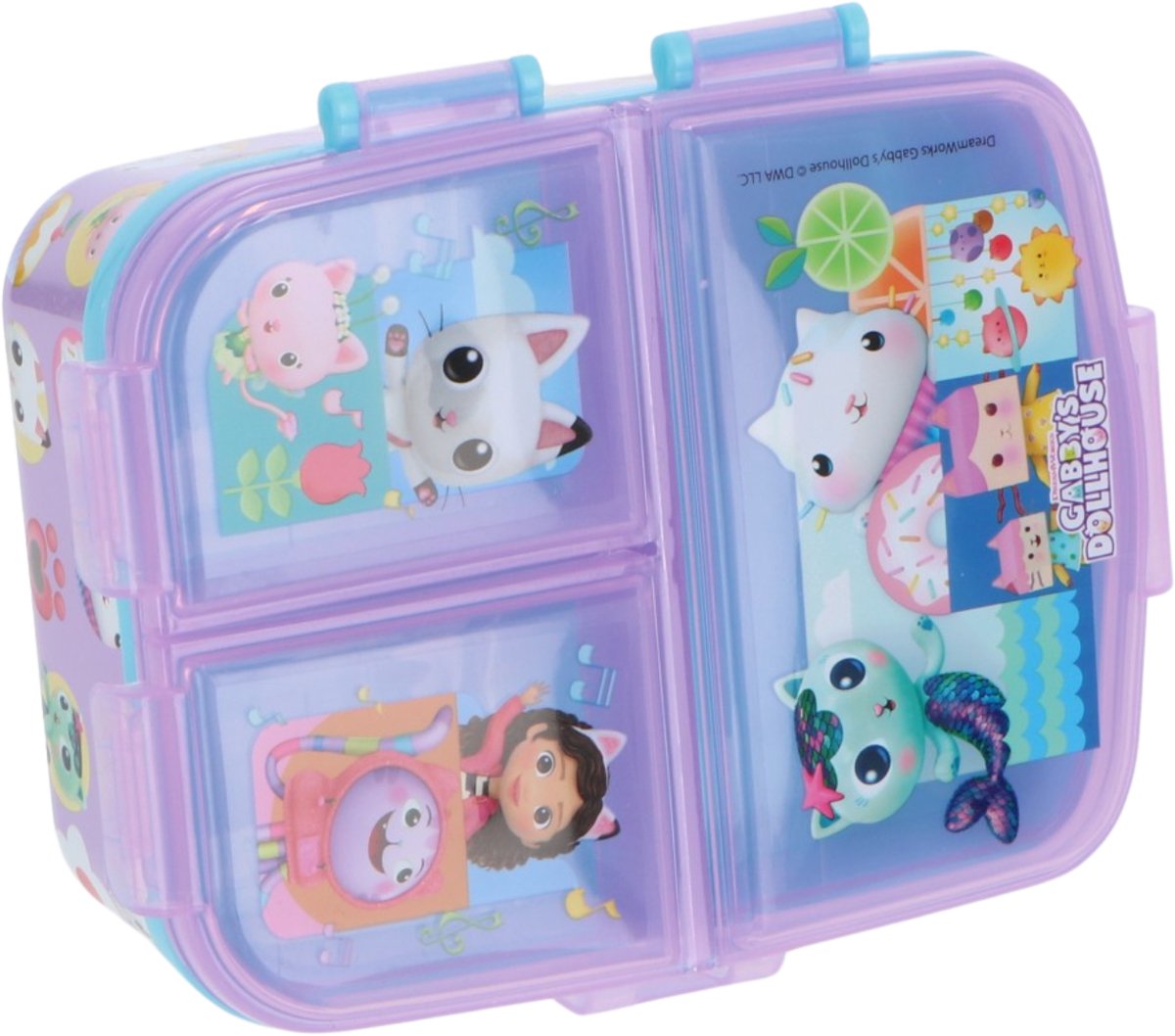 Boîte à lunch pour enfants Stor Gabby's Dollhouse - boîte à lunch avec 4 compartiments pour enfants à partir de 4 ans - passe au lave-vaisselle sans BPA - violet