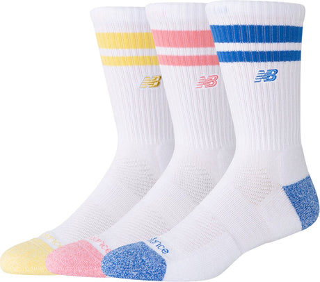New Balance Active Lifestyle Sock Stripe Crew Sock Lot de 3 chaussettes de sport unisexes - oiseau bleu