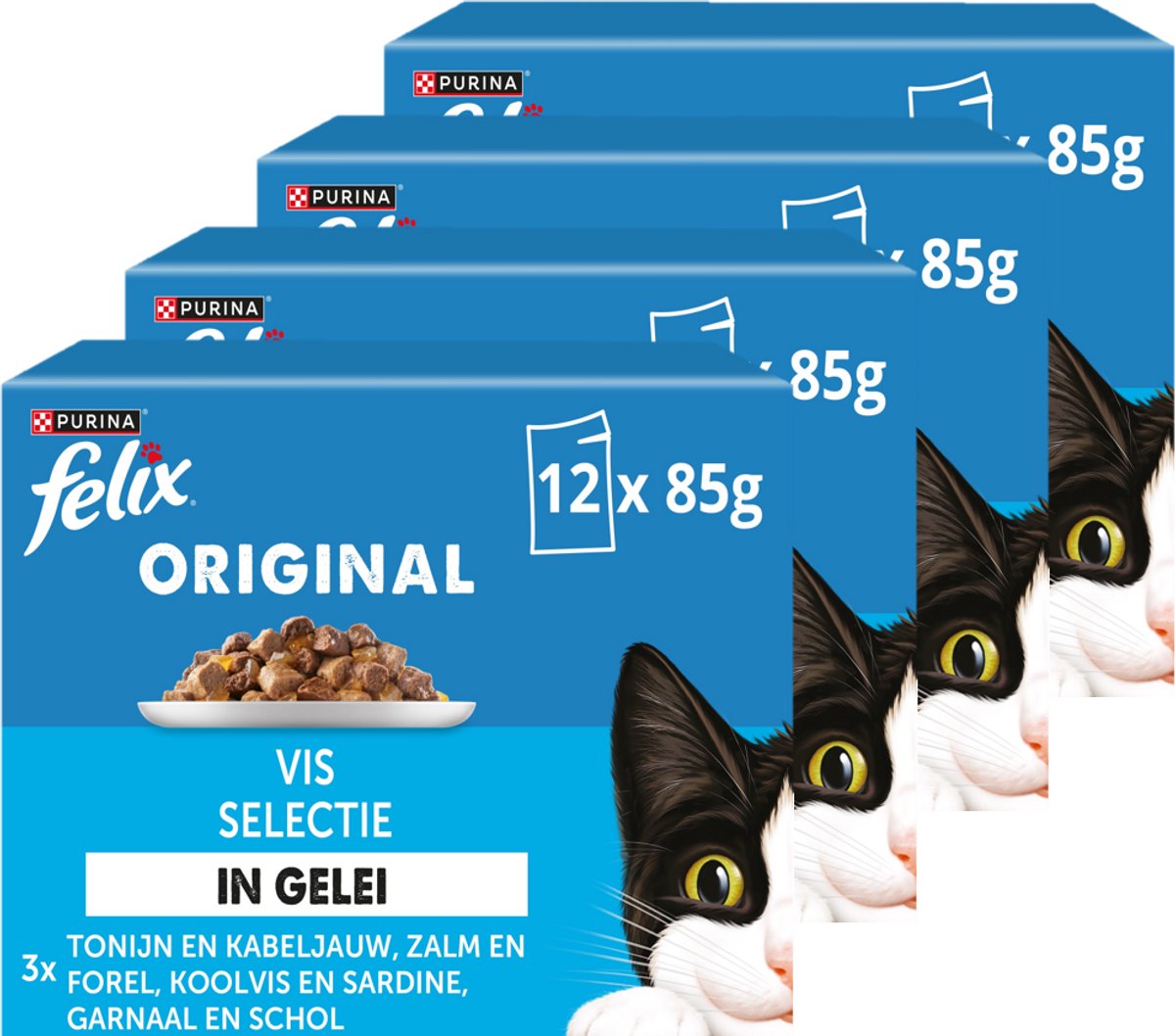 Felix original en gelée - nourriture humide pour chats - sélection de poissons - 48 x 85 g