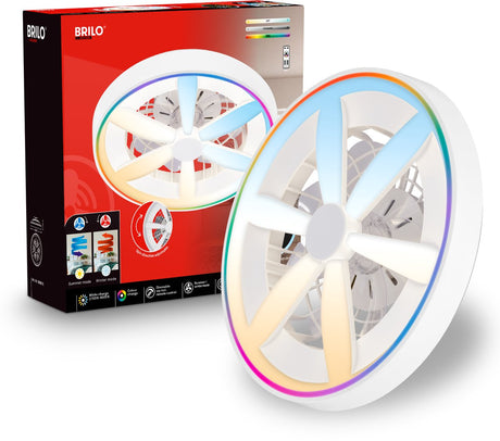 Briloner air - ventilateur de plafond avec éclairage RGB - ventilateur de plafond dimmable - lampe ventilateur 5 vitesses - mode été et hiver - RGB CCT - ø48cm - blanc
