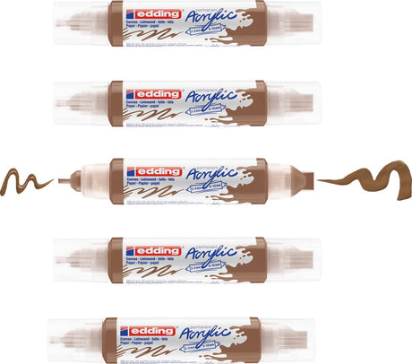 Edding 5400 Acrylique 3d double liner noisette - 5 tubes acryliques - double pointe 2-3 mm 5-10 mm - Peinture acrylique à base d'eau de haute qualité pour toile, papier bois