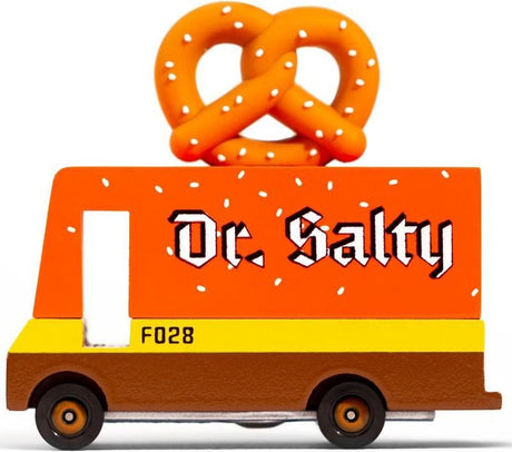 Candylab jouets camionnettes candycar : fourgon bretzel - dr. salé (f028) 8,4x4,1x6,5 cm, bois moulé sous pression, dans une boîte cadeau, 3+