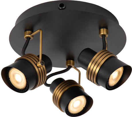 Lucide toundran - spot de plafond (plafonnier) - ø 21 cm - 3xgu10 - noir