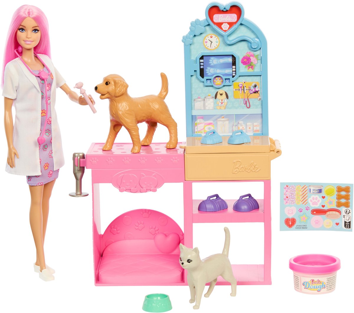 Barbie vétérinaire, coffret de jeu avec des animaux