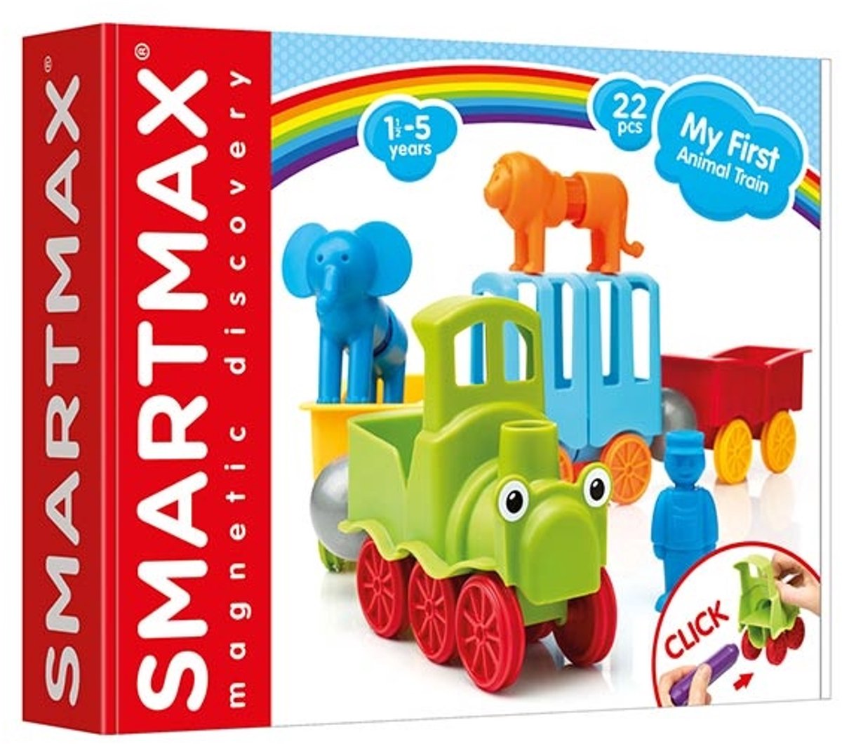 Smartmax mon premier train d'animaux - train magnétique et animaux - jeu de construction 22 pièces - jouets éducatifs pour les tout-petits - à partir de 18 mois