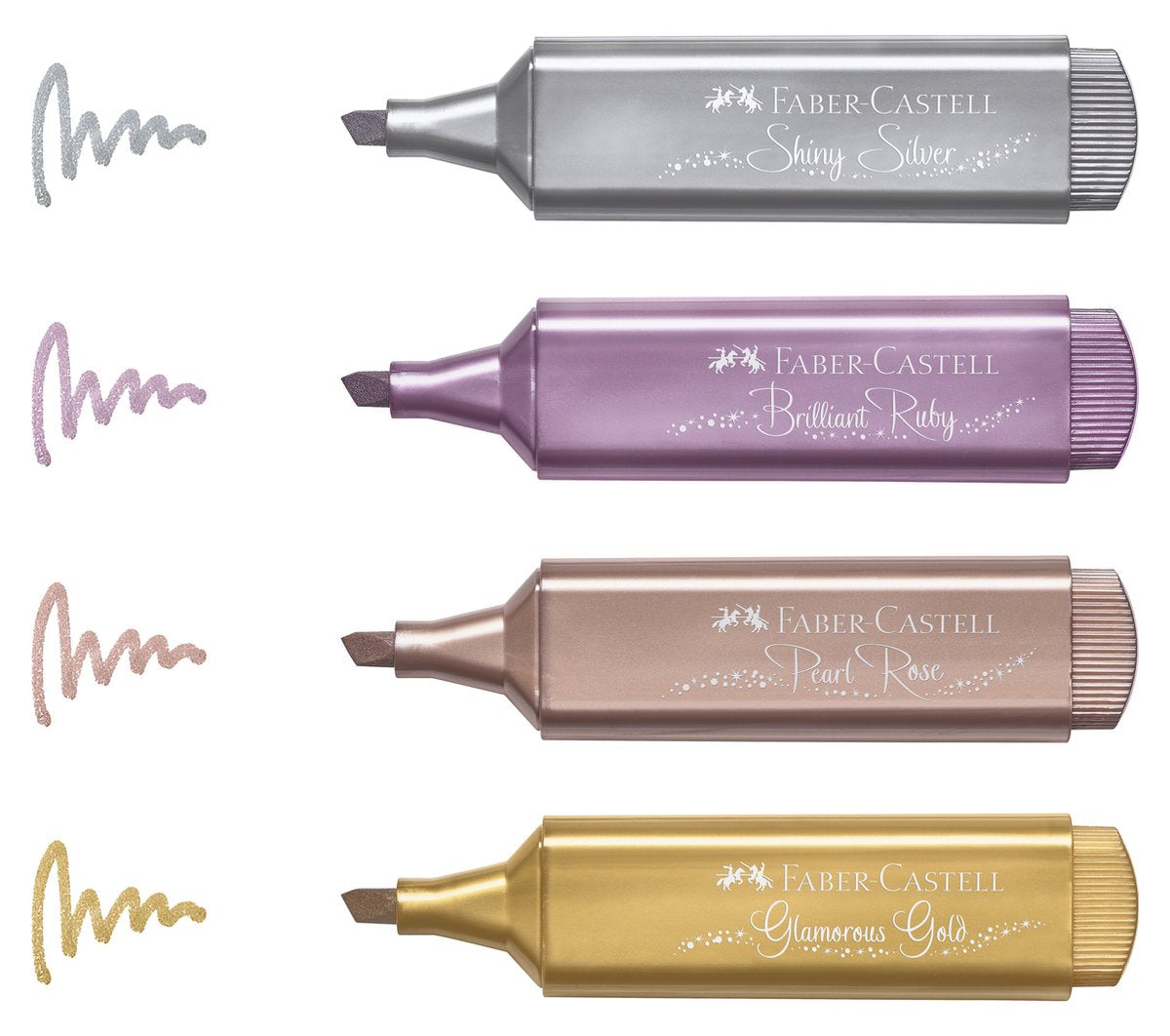 Faber-castell marqueur de texte faber castell - métallique - 4 pièces couleurs assorties - surligneur - fc-154640