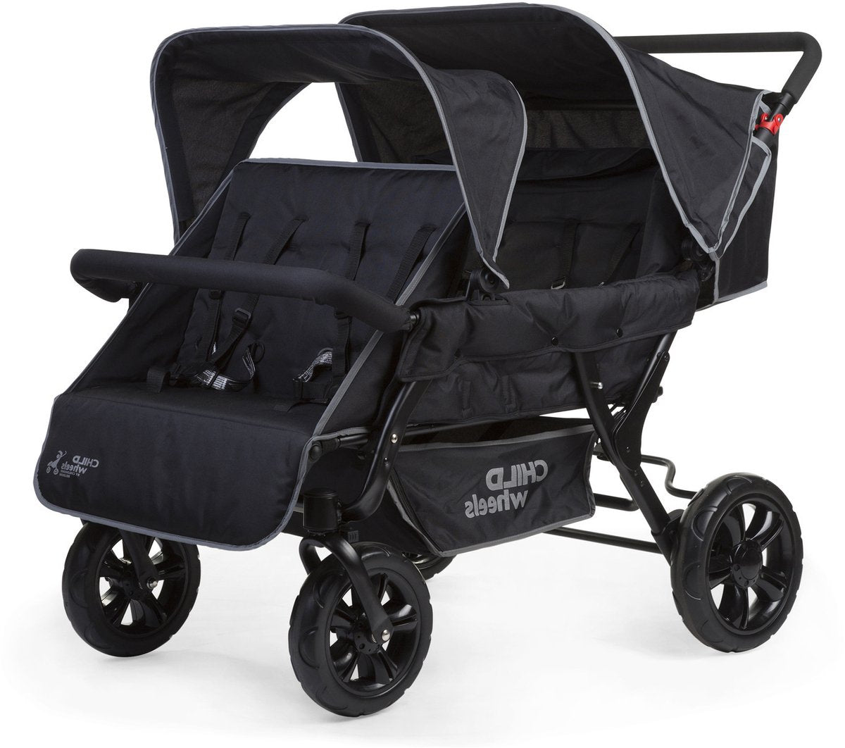 Childhome poussette deux par deux - 4 places - poussette incl. housse de pluie et pare-soleil - 120x85x103cm