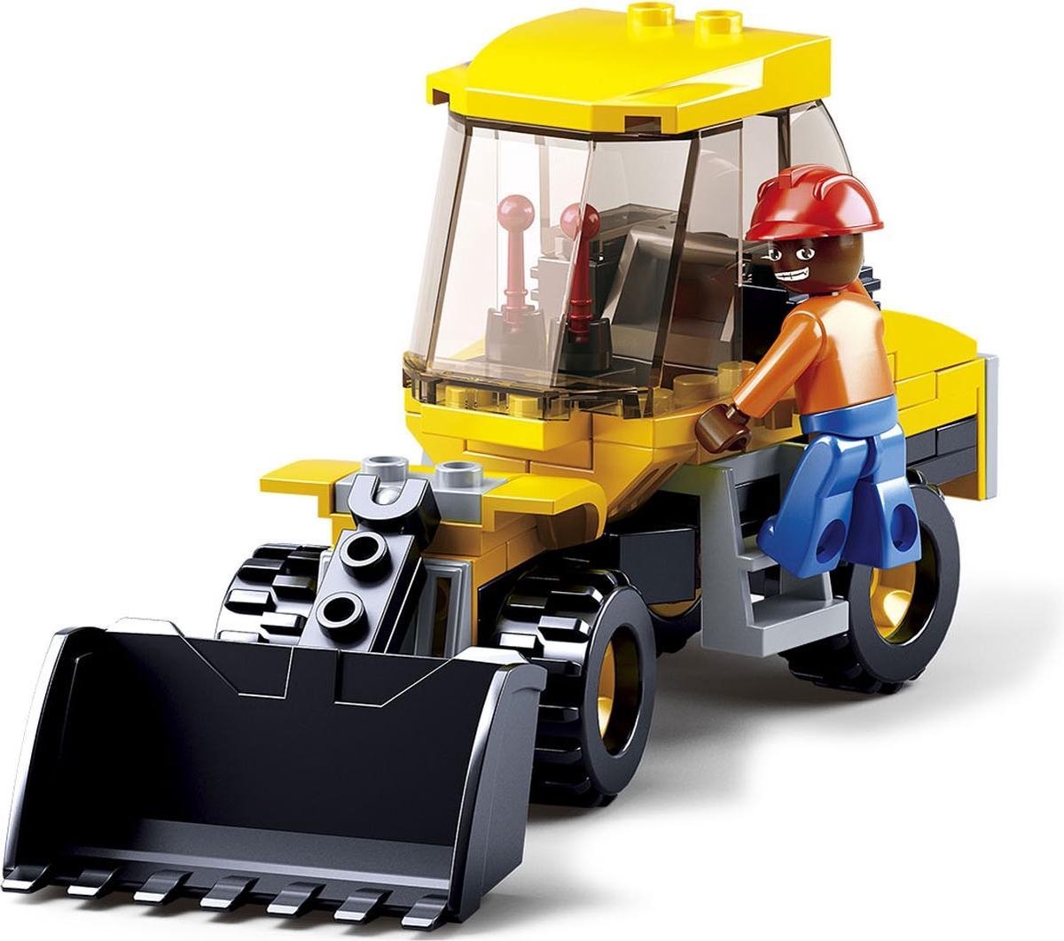 Sluban wheel loader kleine shovel bouwspeelgoed kinderen vanaf 6 jaar – constructiespeelgoed modelbouw – bouwdoos met 91 bouwstenen – m38-b0377b