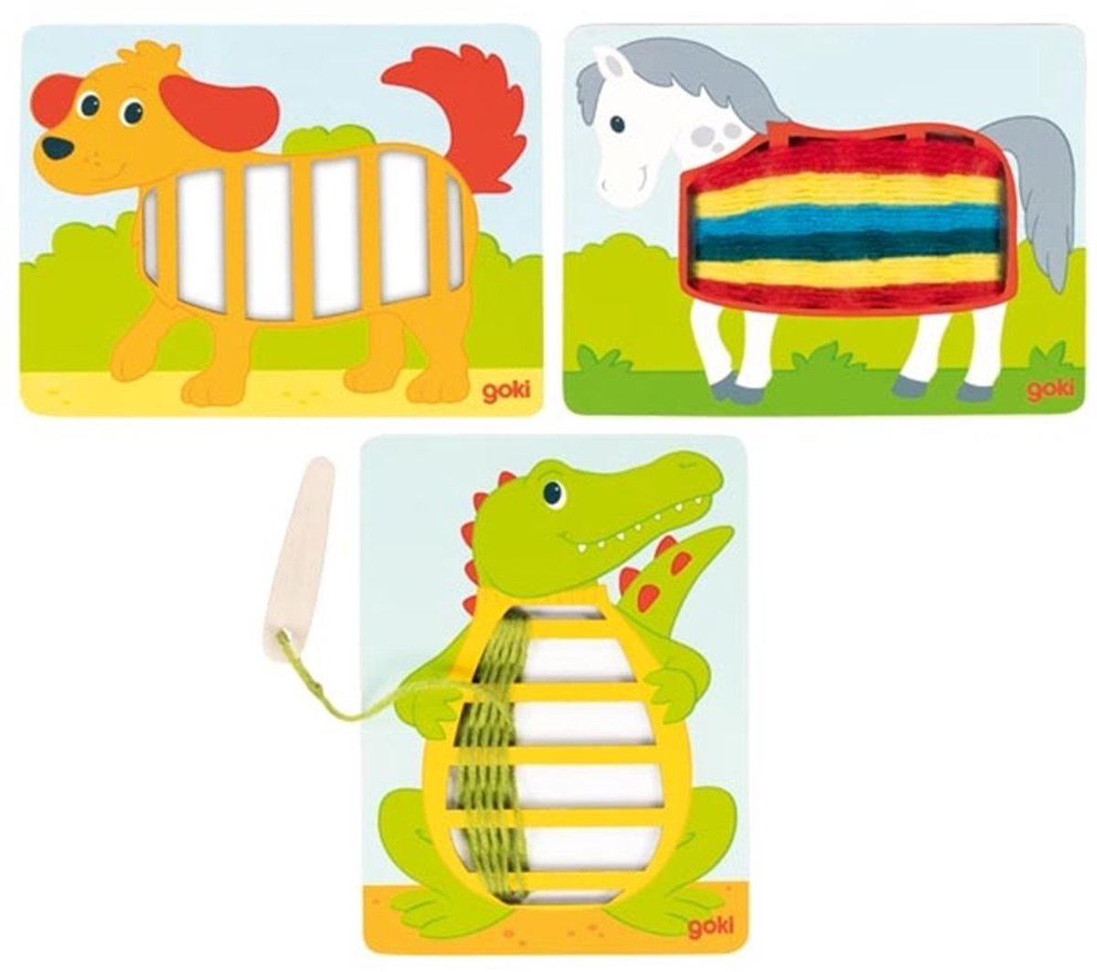 Puzzles de tissage en bois Goki, 3 pcs.