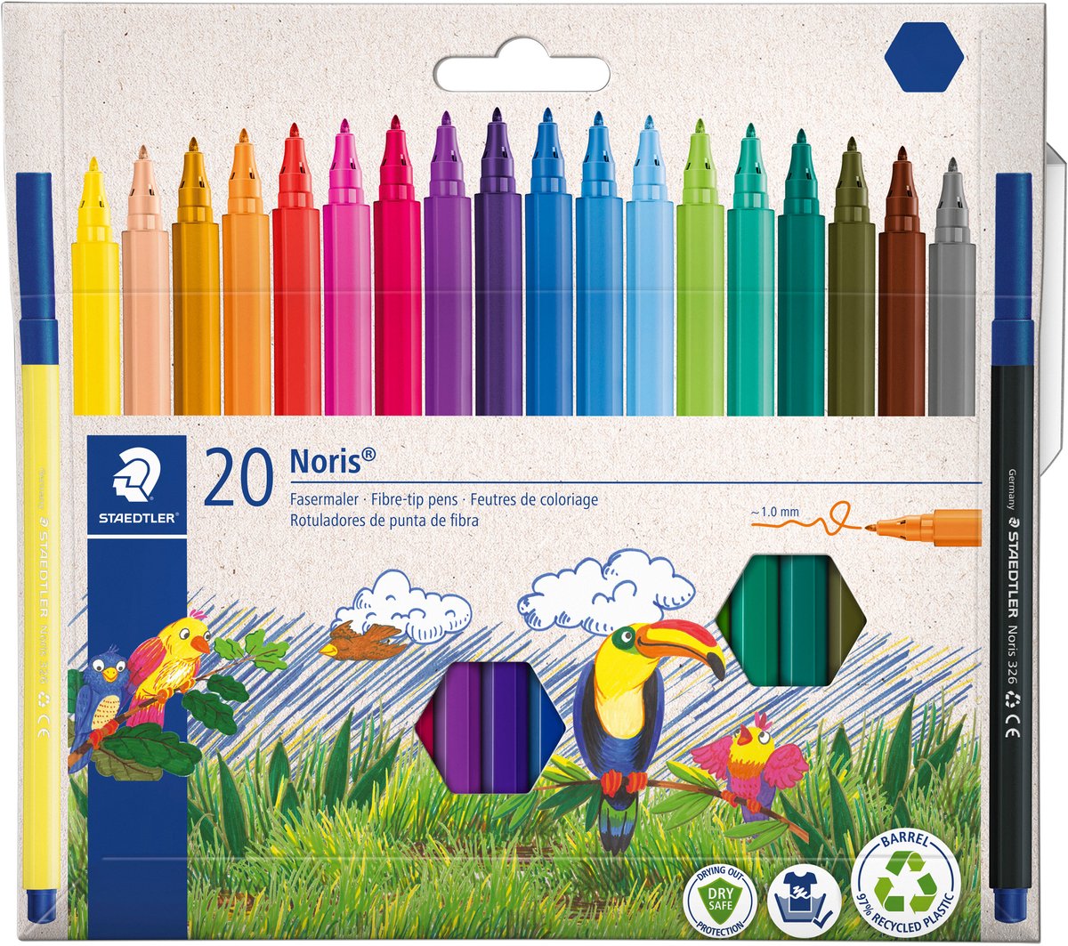 Staedtler marqueur de couleur noris 326 étui carton 20 couleurs