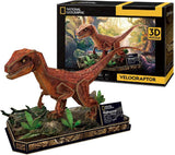 Puzzle 3D amusant cubique Vélociraptor National Geographic