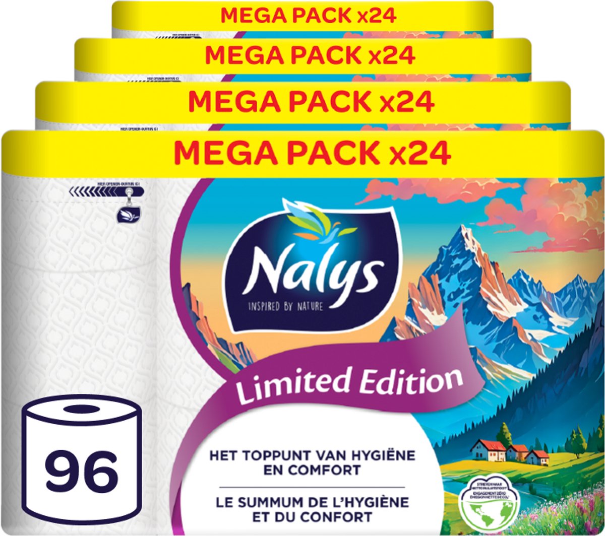 Papier toilette Nalys édition limitée - 96 rouleaux - blanc (2 couches) - pack économique