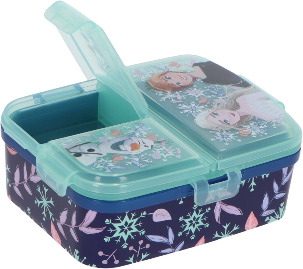 Boîte à lunch pour enfants surgelés Stor Disney's - boîte à lunch avec 4 compartiments pour enfants à partir de 4 ans - passe au lave-vaisselle sans BPA - bleu turquoise foncé