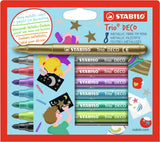 Stabilo trio déco - feutre métallique - avec pointe extra épaisse 3,0 mm - étui de 8 couleurs