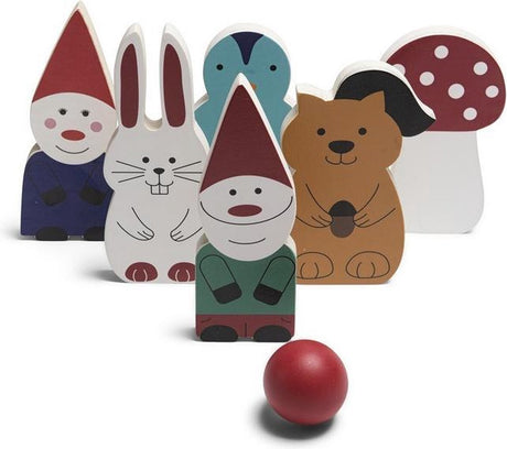 Bs toys gnome jeu de quilles de bowling - jeu d'action - bois - jouets pour enfants 3 ans - 7 pièces