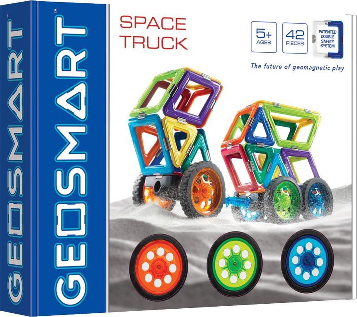 Camion spatial Geosmart - jouets de construction magnétiques - coffret espace technique 43 pièces avec roues - à partir de 5 ans