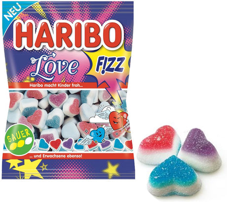 Haribo love f!zz - bonbons acidulés aux saveurs de fruits - sac de 1 kg