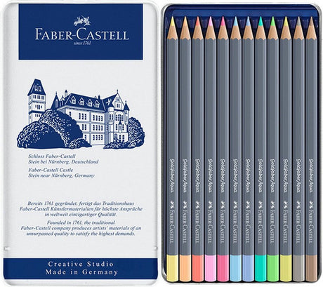 Faber-castell crayons de couleur aquarelle - goldfaber - boîte 12 pièces - couleurs pastel - fc-114622