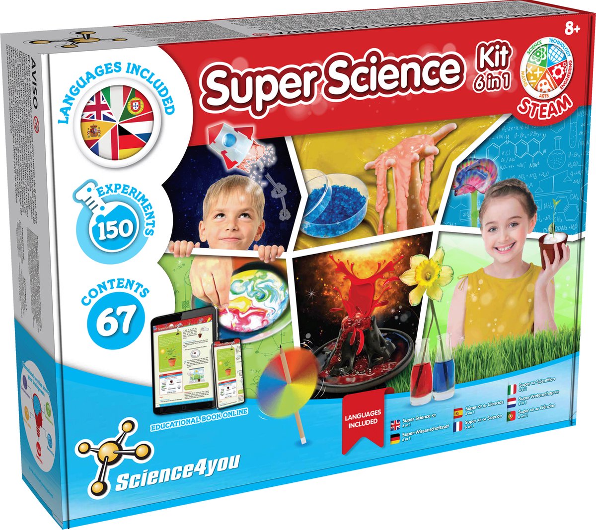Science 4 you science4you - kit super scientifique - 6 en 1 - ensemble d'expérimentation